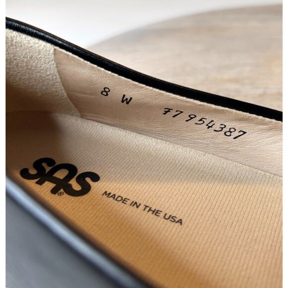 SAS Black Leather Ballet Scenic Flats Comfort Shoes Made in USA Women’s Size 8 - Picture 11 of 11